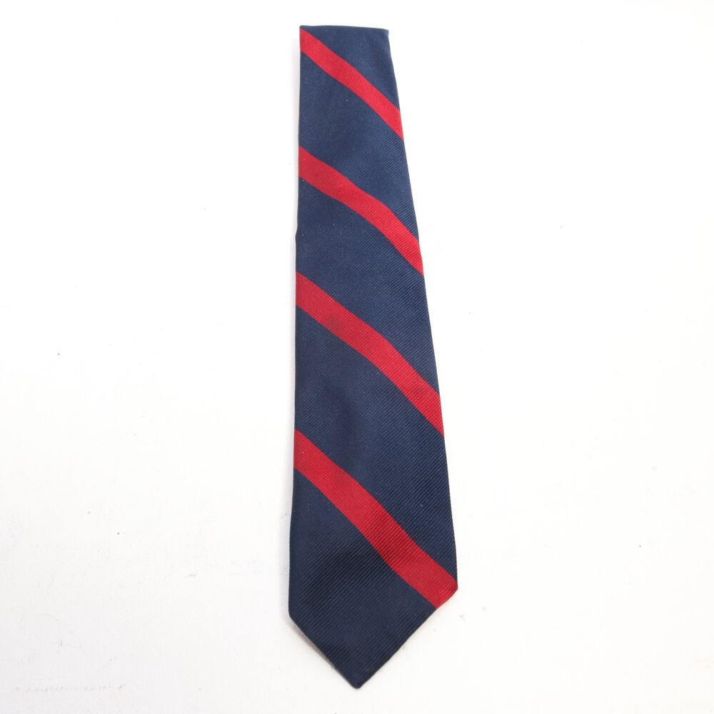 Bullock's Neck Tie Mens 55 in Italian Silk Blue Red Diagonal Stripe Skinny